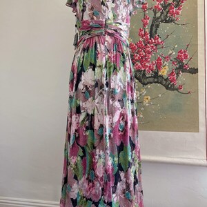 NWT Adrianna Papell Metallic Floral Maxi Dress Sz 8 Pink Green Shimmer Prom Gown image 4