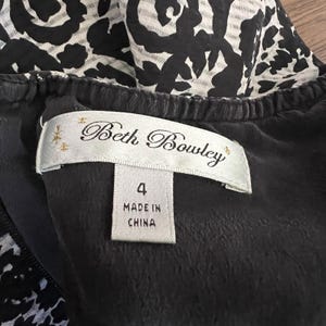 Beth Bowley Silk Halter Dress Size 4 Black White Abstract Geo Anthropologie image 6