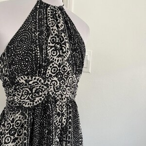 Beth Bowley Silk Halter Dress Size 4 Black White Abstract Geo Anthropologie image 3