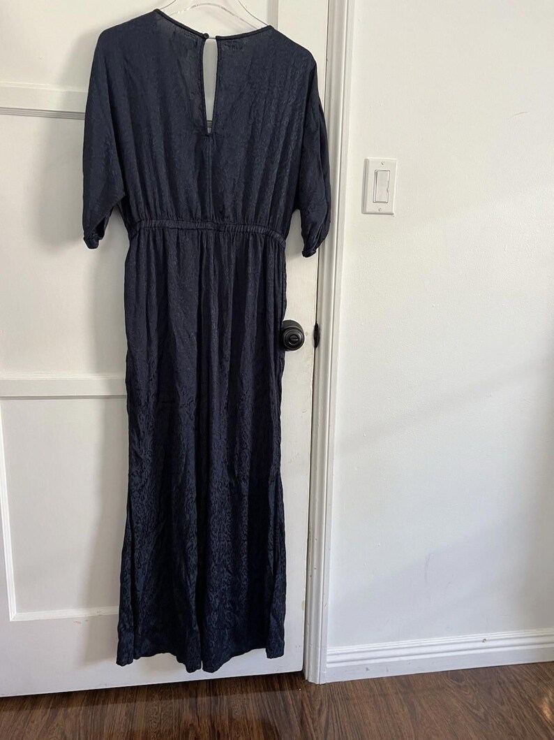 Anthropologie Maeve Jacqueline Jumpsuit Navy Blue Jacquard Textured XS Romper image 6