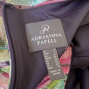 NWT Adrianna Papell Metallic Floral Maxi Dress Sz 8 Pink Green Shimmer Prom Gown image 7