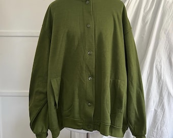 Vintage Plus Size 3X Tudor Court Olive Green Snap Front Cardigan Sweatshirt