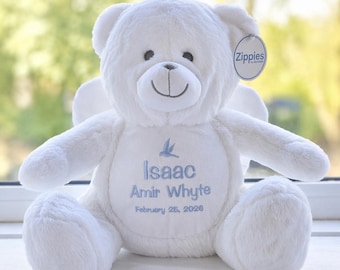 Personalised Angel Bear Memory Teddy – Remembrance Gift – Custom Embroidered Keepsake