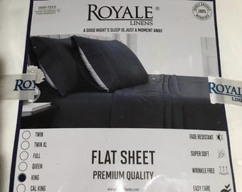 Royale Linens WHITE Flat Sheet King Premium Hotel Quality NEW