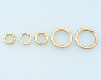 14K Gold Filled Round Spring Carabiner Clasp Waterproof, Never Fade Jewelry Connector for DIY Necklace & Bracelet Gift