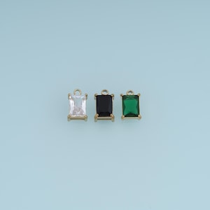 14K Gold Filled Gem Rectangle Pendant,Minimalist Charm Jewelry Making Supply for DIY Necklace Bracelet