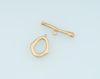 14K Gold Filled Oval Toggle Clasp Waterproof, Never Fade Jewelry Connector for DIY Necklace & Bracelet Gift