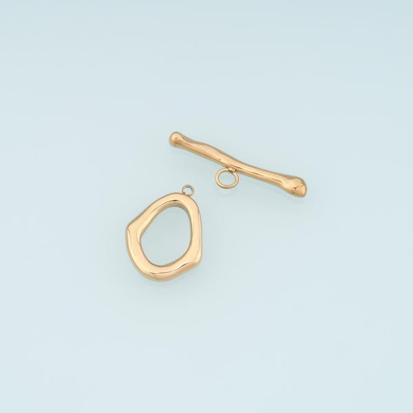 14K Gold Filled Oval Toggle Clasp Waterproof, Never Fade Jewelry Connector for DIY Necklace & Bracelet Gift