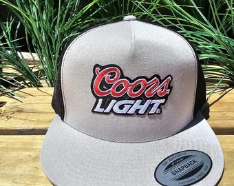 Flat Bill Snapback Hat, Coors Light Beer Yupoong 6006, Adjustable Snapback, 6 Colors Available