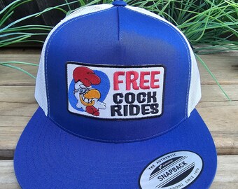 Novelty Patch Yupoong Snapback Hat - Free Rides, 5 Colors