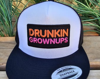 DRUNKIN GROWNUPS Yupoong 6006 flat bill snapback 5 colors