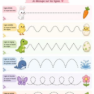 Children's Cutting Activity – Fine Motor Skills Worksheet – Printable PDF – Scissors Exercise for Kindergarten (First Grade) – Playful Learning