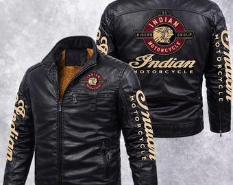 Indian Motorcycle Lederjacke – Vintage Café Racer Bikerjacke (Rindsleder)