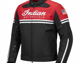 Indian Motorcycle Herren-Textil-Motorradjacke – Rot-Schwarze Motorradbekleidung