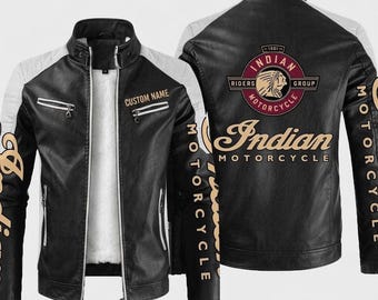 Herren-Lederjacke im indischen Stil aus Rindsleder, Vintage-Biker-Motorradjacke (Geschenk für Ihn)