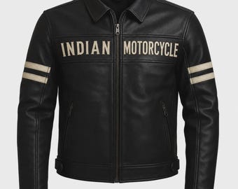 Herren-Lederjacke aus echtem Rindsleder | Motorradjacke aus 100 % Rindsleder | Indianischer Stil | Handgefertigter Lederreitmantel | Vintage-Oberbekleidung