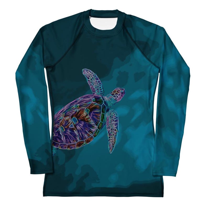 Turtle Rash Guard Sea Turtle Teal Rash Guard, Dive Skin, Scuba Diving Shirt, Snorkeling ...