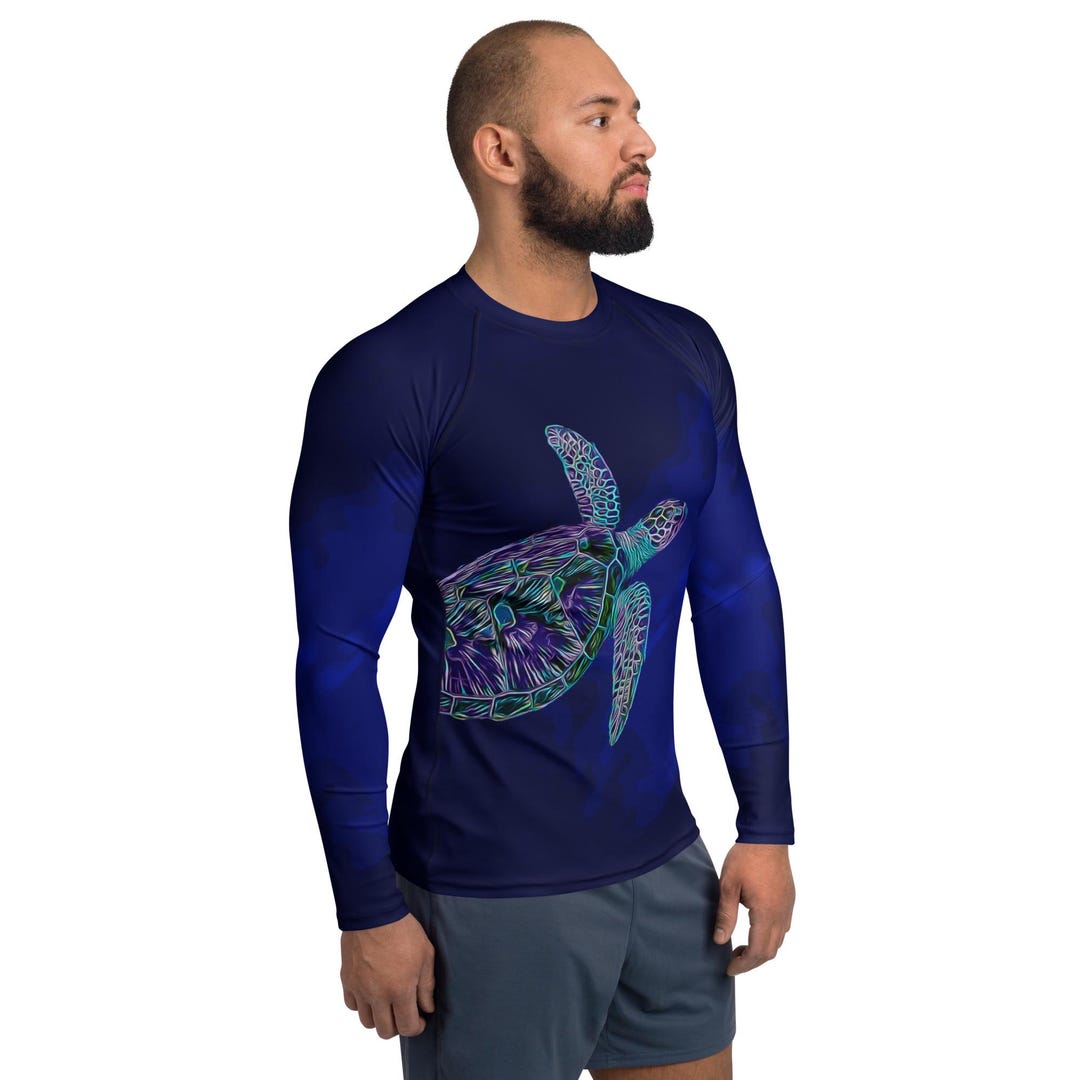 Turtle Rash Guard Sea Turtle Rash Guard, Blue Waters Design for Scuba Diving, Snorkeling ...