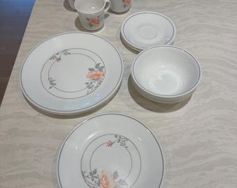 Vintage Corelle Desert Blossom 19 Pc Set Retired Floral Dinnerware Plates Bowls Cups