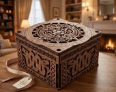 Aztec Calendar Laser Cut Box Template | Mayan Tribal Design (Digital File)