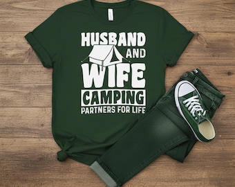 Husband and Wife Camping Partners T-Shirt, Outdoor Adventure Tee
