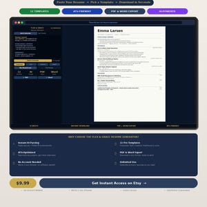 AI Resume Generator — ATS Friendly Resume Builder — 12 Professional Templates — Instant Access — Excel & Google Docs