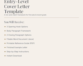 Entry-Level Cover Letter Template | Recent Grad Job Search (Instant Download)
