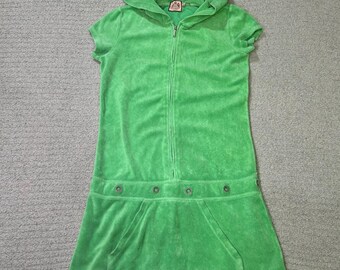 Juicy Couture Coverup Dress Vintage 2005 Medium Green Y2K McBling Terry Cloth