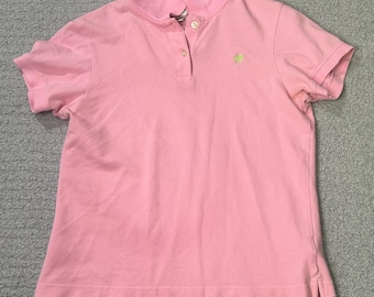 Lilly Pulitzer Authentic Vintage 90s Polo Shrunken  Shirt Bubblegum Pink Size Small Prima Cotton Golfing Tennis Breathable Shirt Golfer
