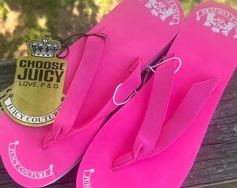 Sandali infradito con plateau Juicy Couture, taglia 9, rosa, nuovi, anni 2000, Y2K, con strass, rari.