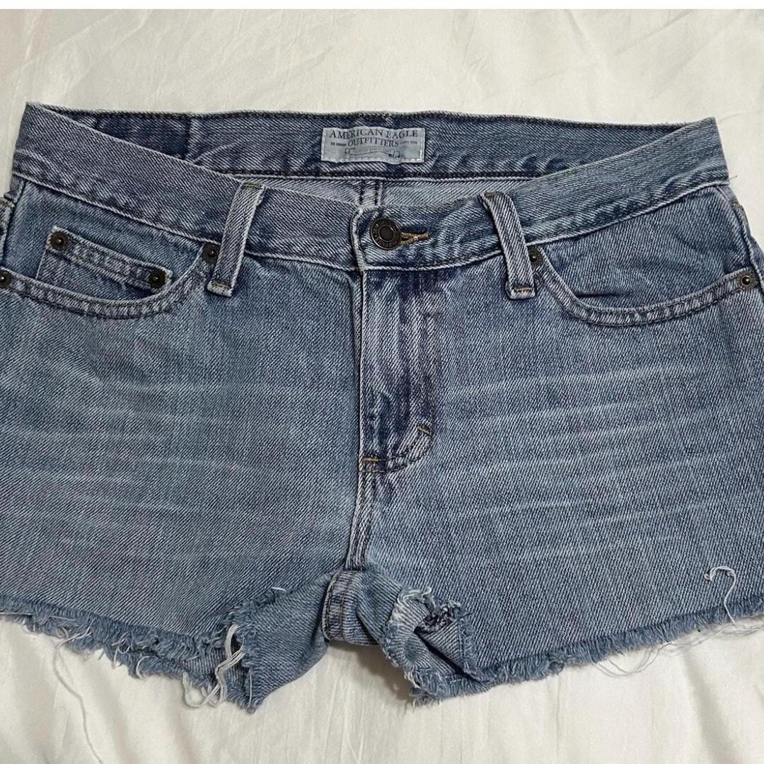 American Eagle Y2K Low Rise Denim Shorts: 100% Cotton, Micro Mini (size
