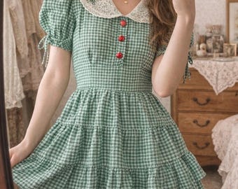 Climax By David Howard 70s Vintage Retro Gingham Mini Dress Puff Sleeve Peplum