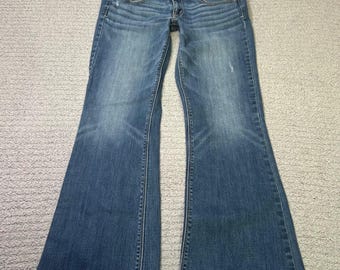 American Eagle Jeans Artist Flare 2 Blue Vintage 2000s Ultra Low Rise Y2K Denim