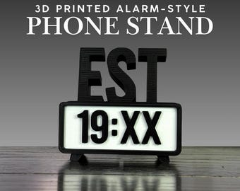 EST 19XX Phone Stand | Nightstand Accessory | 3D Printed Display | Minimalist Retro Design |