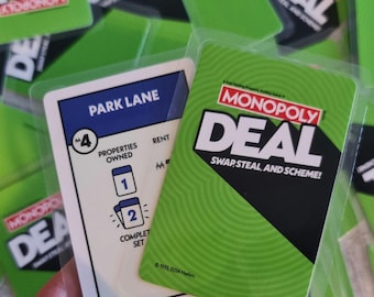 UK- Monopoly deal playing cards - laminated - water resistant- wipe clean- UK version