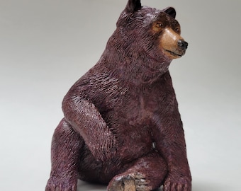Hand Sculpted Grizzly Bear Figurine – Polymer Clay Wildlife Art, Vancouver Island Artist, Collectible Gift for Nature Lovers