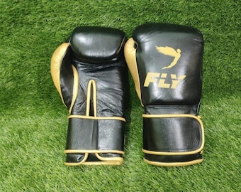 Guantes de boxeo con mosca hechos a mano, de cuero de vaca, para entrenamiento y sparring.