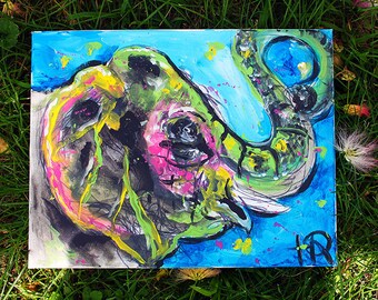 Holi Elephant painting,elephant art,modern elephant art, indian, holi festival, paint, baby, home decor,ganesh,ganesha,india,africa,sahara