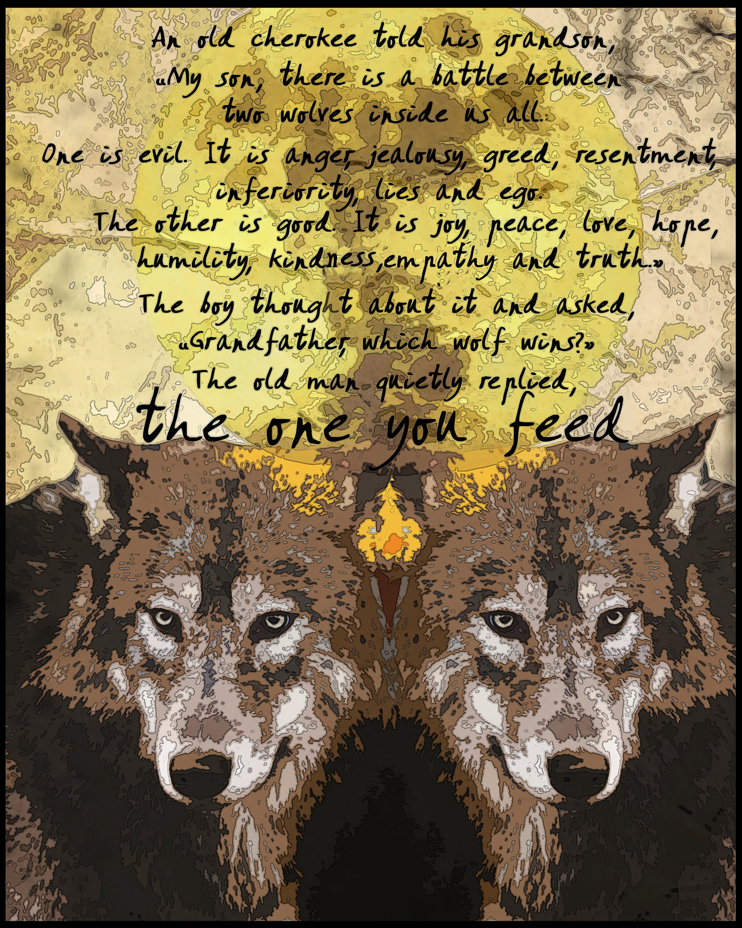 Affiche De Loup Legende Encadre Cherokee Un Est Bon On Est Etsy Canada
