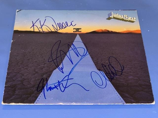 Judas Priest Band Hand Signed Autographed Point of Entry Record