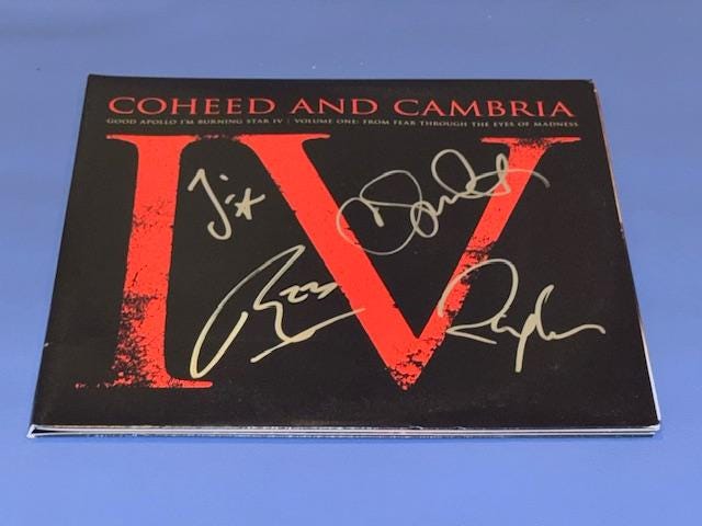 Coheed & Cambria Entire Band Hand Signed Autographed Record Album