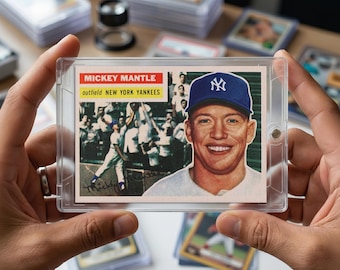 Mickey Mantle 1956 Bowman Exact Replica Card | Vintage Baseball Reprint | Yankees Trading Card | Sports Memorabilia Display