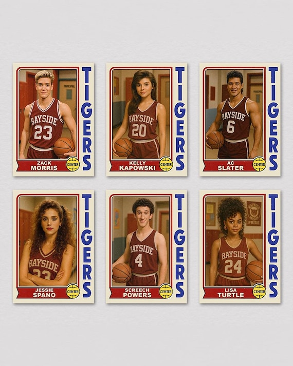 Saved by the Bell Custom Trading Cards – Bayside Tigers 90s Retro TV Fan Art