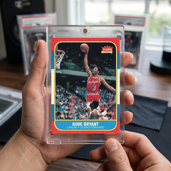 Kobe Bryant 1986 Fleer Rookie Card | Custom Vintage Style Basketball Trading Card | Los Angeles Lakers Mamba Art Collectible