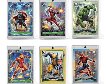 Marvel Trading Card Set of 6 Spider Man Hulk Wolverine Iron Man Thor Deadpool Custom Superhero Cards
