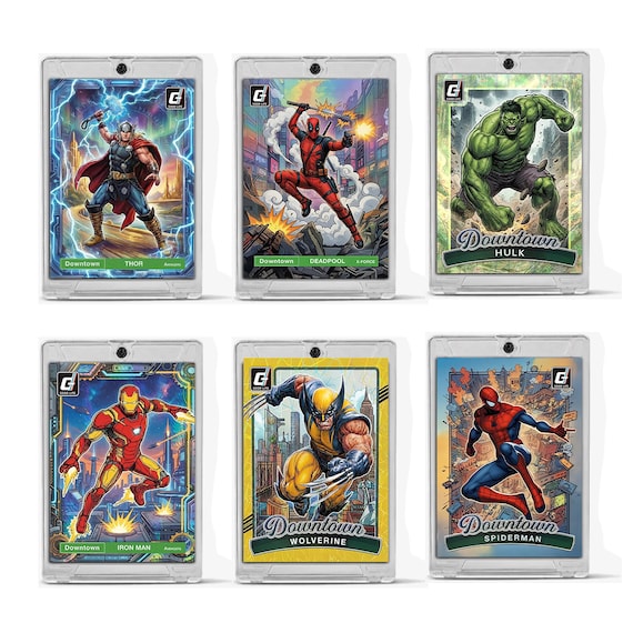 Marvel Trading Card Set of 6 Spider Man Hulk Wolverine Iron Man Thor Deadpool Custom Superhero Cards