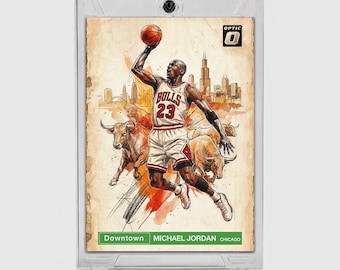 Michael Jordan Custom Holo Trading Card Downtown Chicago Bulls