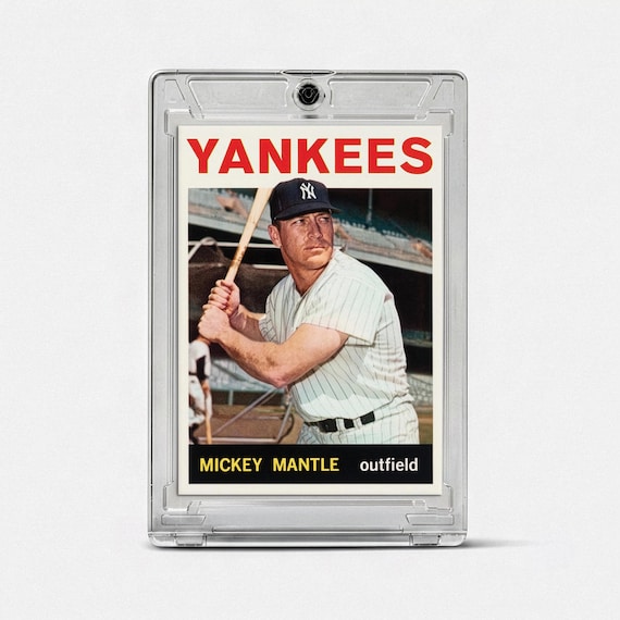 Mickey Mantle 1964 Topps Replica Card | Vintage Baseball Reprint | Yankees Trading Card | Sports Memorabilia Display