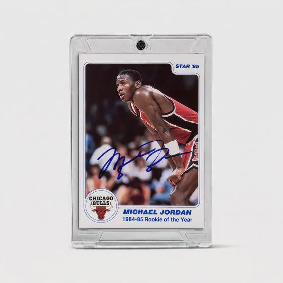 Michael Jordan Rookie Autograph | 1984-85 Star Exact Replica Proxy Card | Chicago Bulls Vintage Sports Memorabilia | Vintage Sports Gift