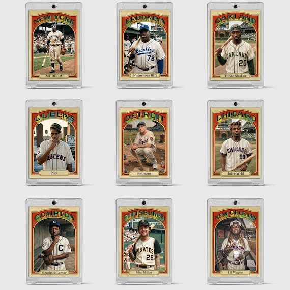Vintage Hip Hop Trading Cards | Mac Miller, Eminem, Kendrick Lamar, Biggie (9-Card Set)